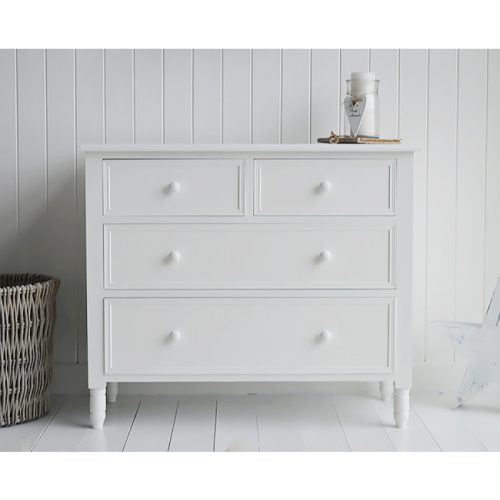 BEYAZ - White Mid Century Style Chest of Drawers