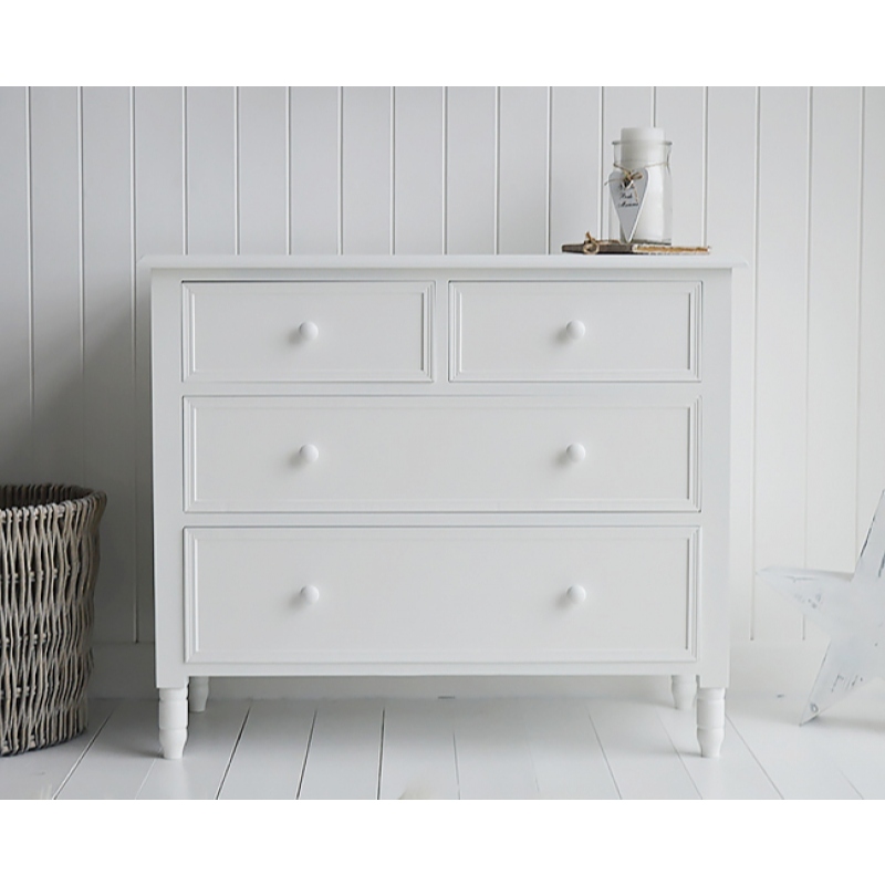 BEYAZ - White Mid Century Style Chest of Drawers