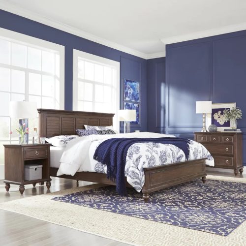 FALLON - Brown King Size Polish Finish Bedroom Set