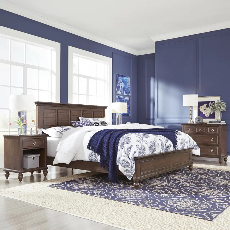 FALLON - Brown King Size Polish Finish Bedroom Set