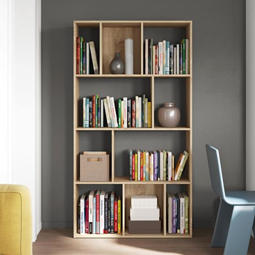 FLARE - Ten Compartment Oak Bookshelf Stand