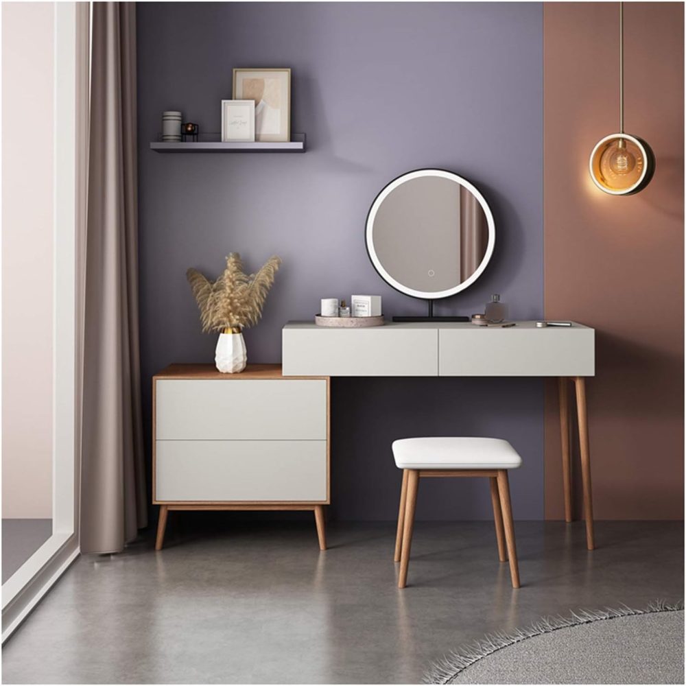GALS - White & Brown Sleek Vanity Table