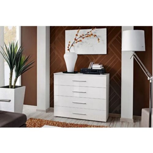 REPENZEL - White Chest Of Four Wide Drawers