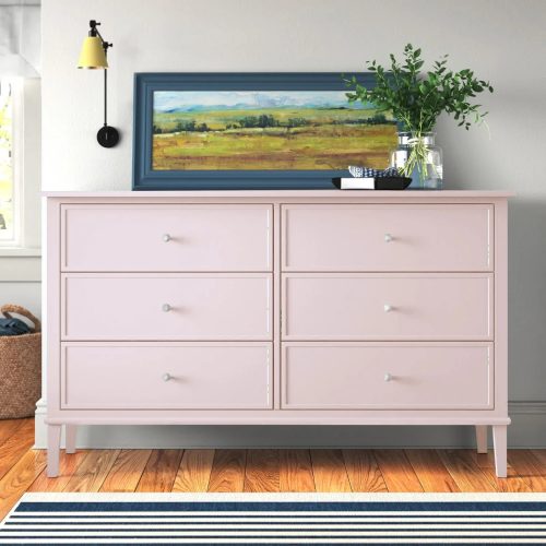 FERVO - Light Pink Classic Chest Of Six Drawers
