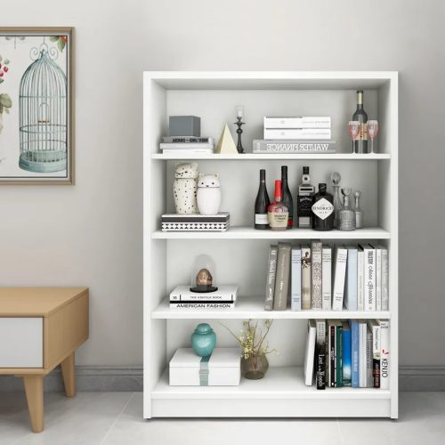 RUDS - White Four Shelf Bookcase