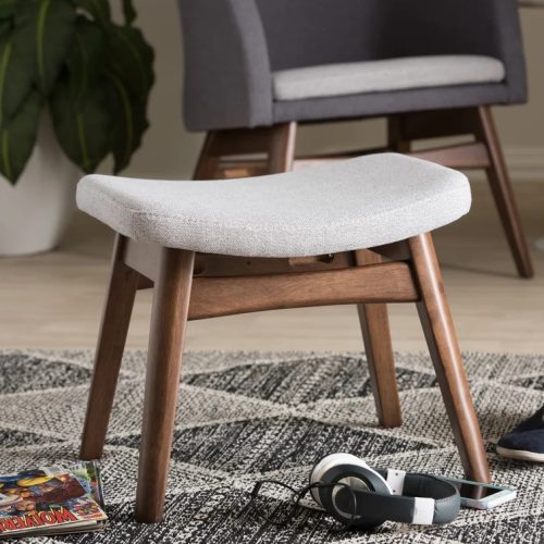 WEISER - Grey Curved Seat Vanity Stool With Frame