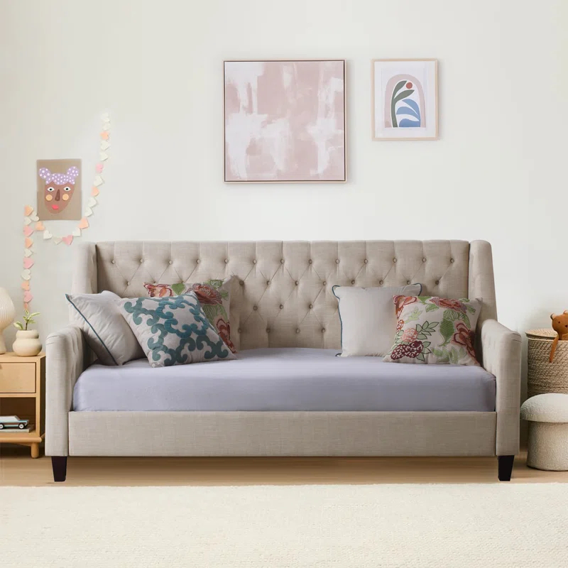 CALLY - Beige Channel Tufted Day Bed