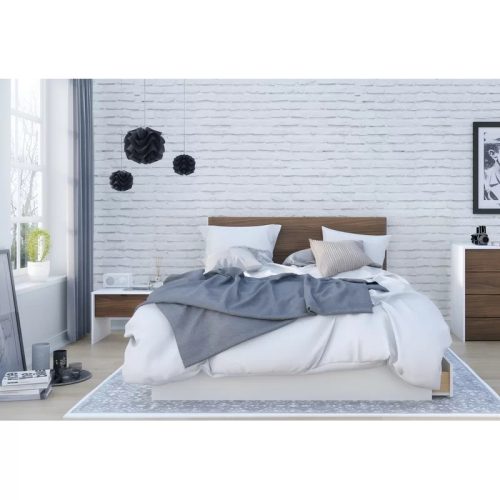 KADIR - White & Brown Queen Size Bedroom Set