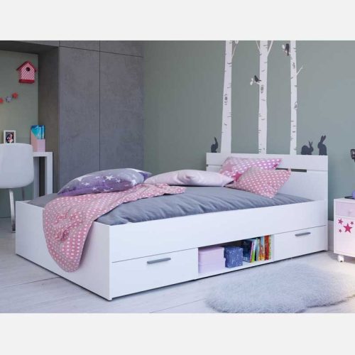 ARCHAIC - White Sleek Queen Size Storage Bed