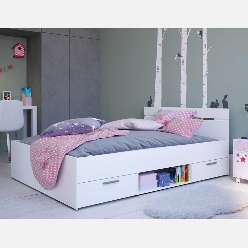 ARCHAIC - White Sleek Queen Size Storage Bed