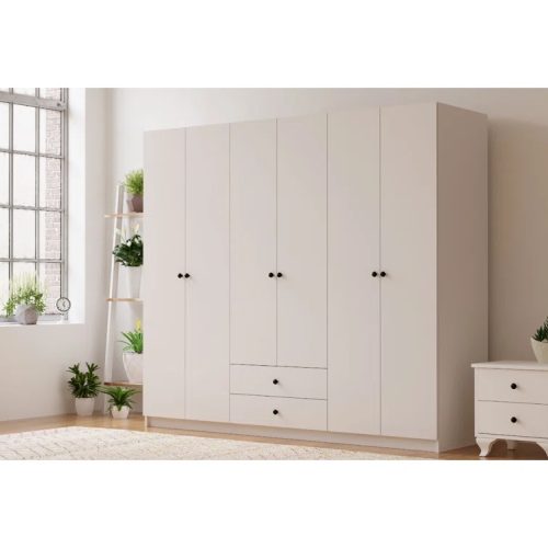 URFI - White Six Door Wardrobe