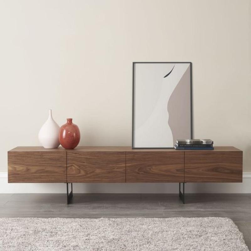 GHONCHEH - Brown TV Stand with Black Metallic Legs