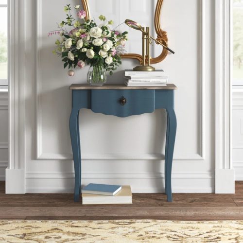 EDITH - Blue Country Style Console Table with Grey Top