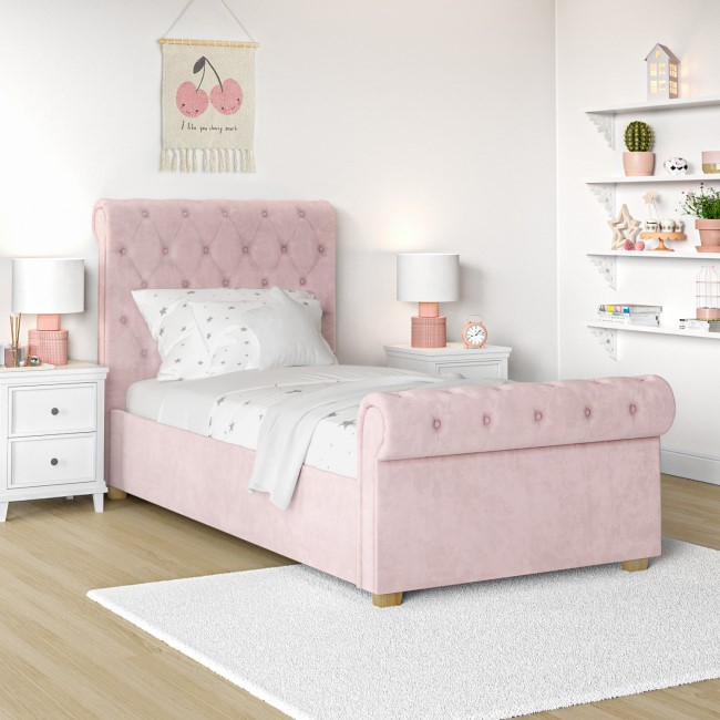 SIUS - Pink Velvet Tufted Teen Bed