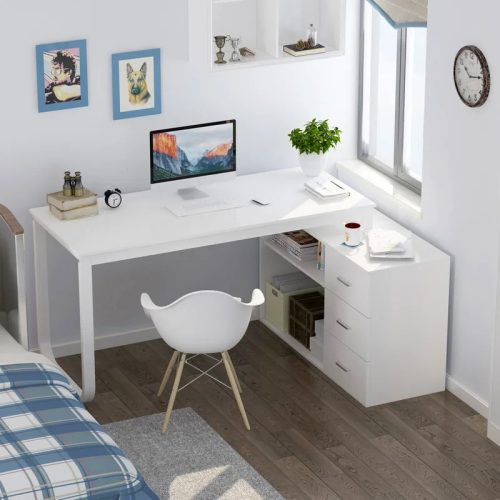 PAULINE - L-Shape Manager Table White