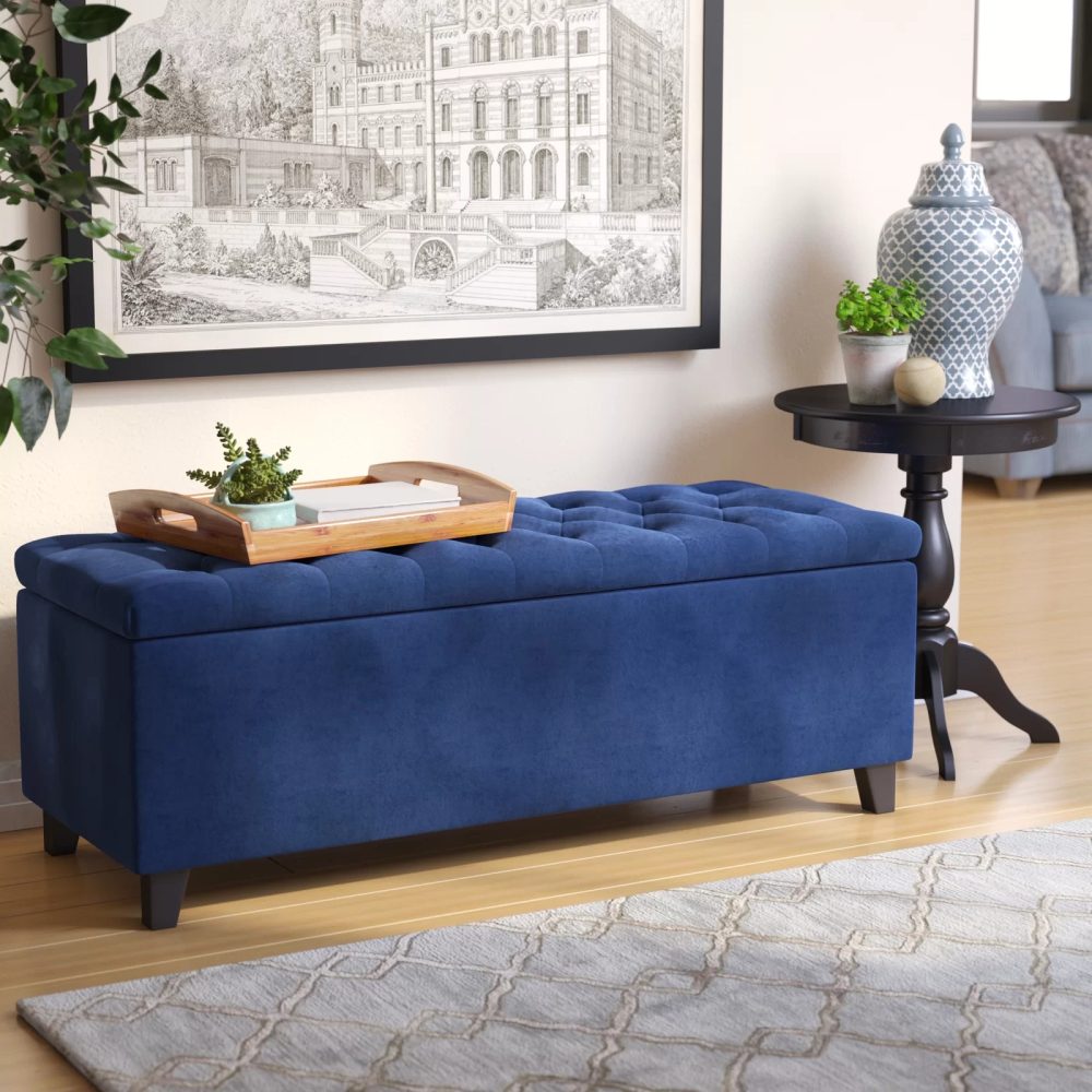 KEVIN - Navy Blue Storage Ottoman