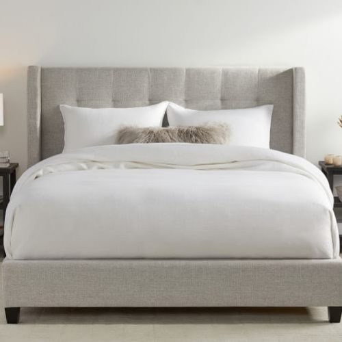 MORNGREY - Tufted Grey King Size Bed