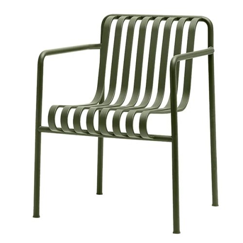 OLAV - Olive Green Curved Metallic Patio Chair