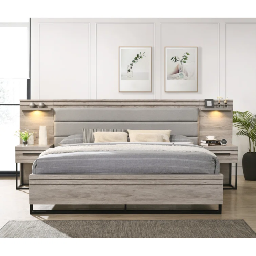BURRAK - Grey King Size Three Pieces Bedroom Set