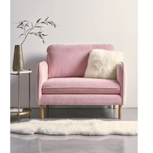 ANTA - Wide Seat Arm Chair Pink Velvet
