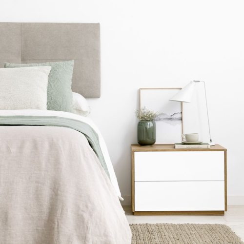 STOLEK - White & Dark Oak Dual Drawer Kids Nightstand