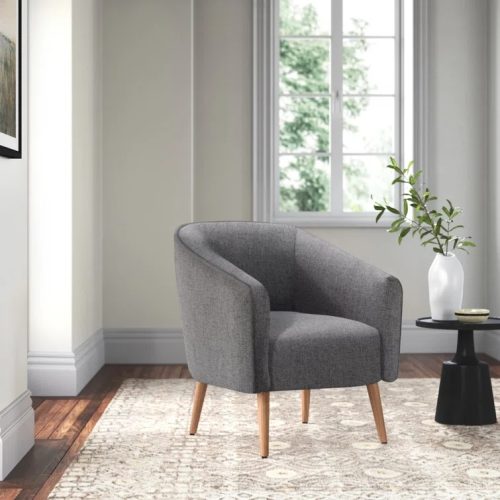 RHINO - Grey Accent Chair with Oak Brown Legs