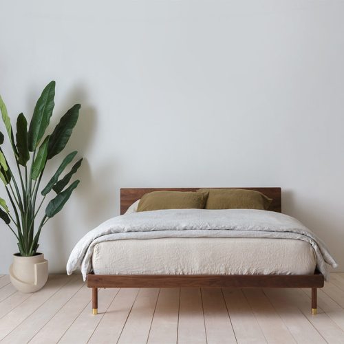 NEHIR - Walnut Brown Farm House Style King size Bed