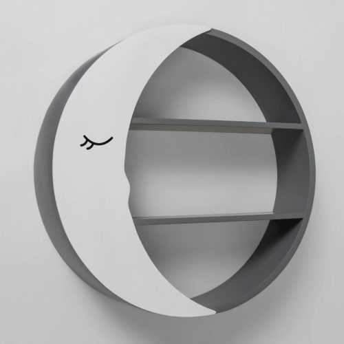 JEO - White & Grey Crescent Decorative Wall Shelf