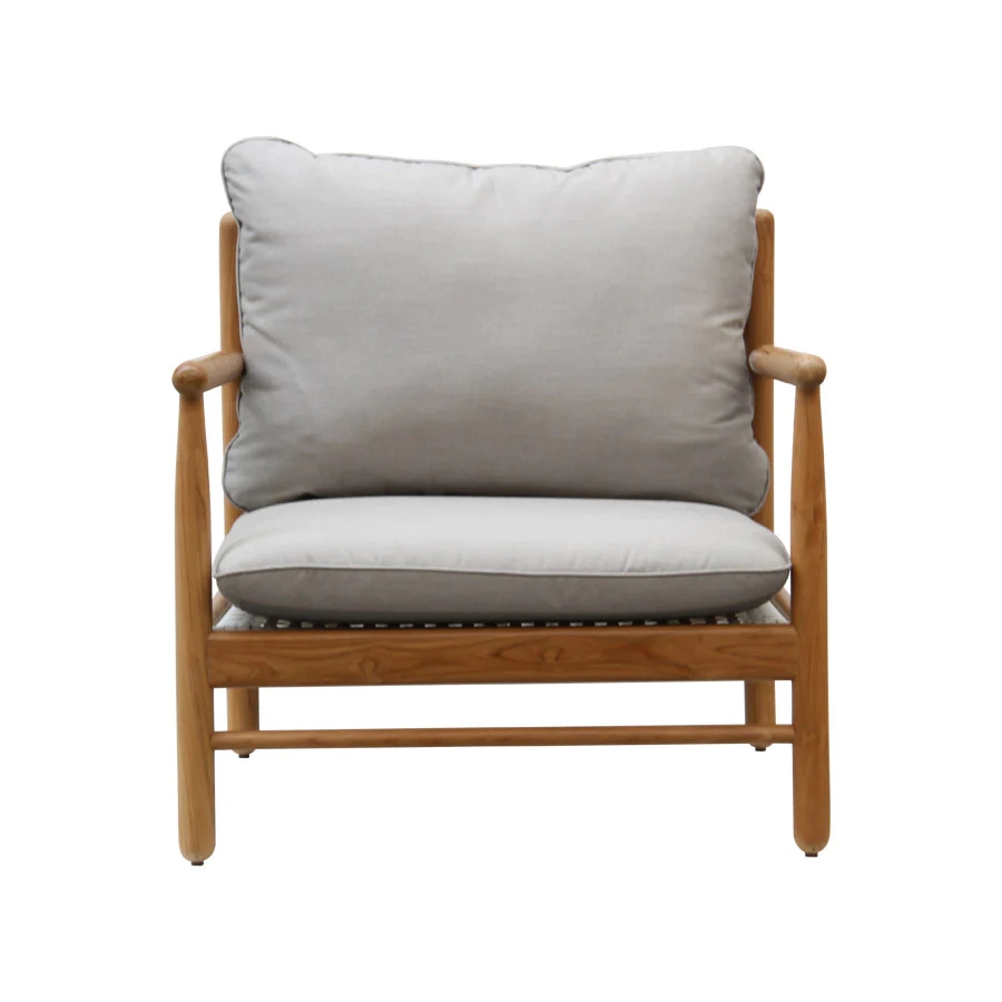ARLO - Cane Work with Grey velvet Upholstery Arm Chair