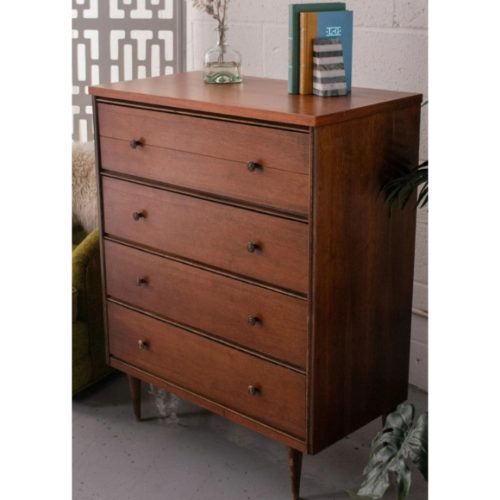 CHO - Walnut Brown Vintage Style Chest of Drawers