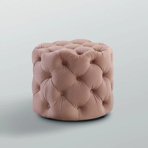AIYLA - Blush Pink Round Tufted Vanity Stool