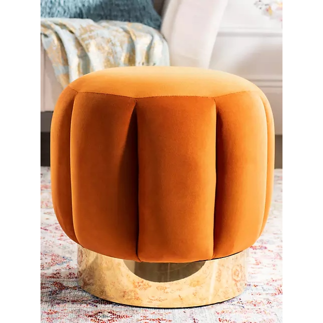 KHEYLI - Ottoman Stool with Golden Metallic Frame