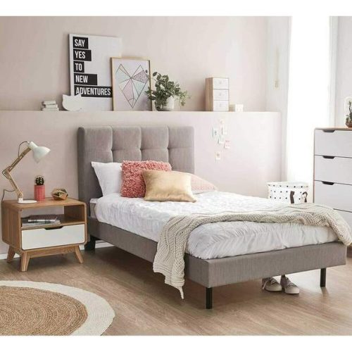 EVANDER - Single Teen Bed with Tufted Headboard