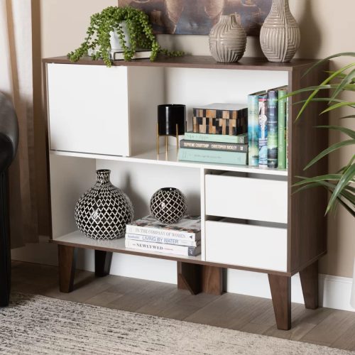 CASSIE - White & Dark Brown Kids Bookshelf
