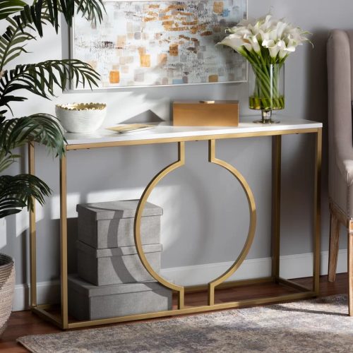 ANSER - Ultra Modern Console Table with Golden Metallic Frame