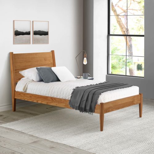 JORAH - Mid Century Style Light Brown Kids Bed