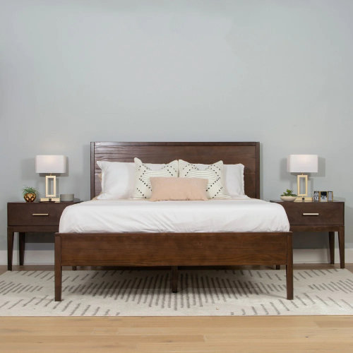 SOMONO - Walnut Brown Polish Finish Three Pieces Bedroom Set