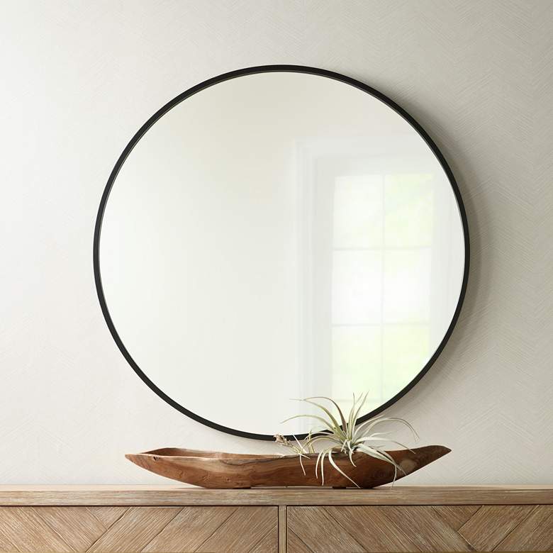 ASWAD - Matte Black Round Wall Mirror