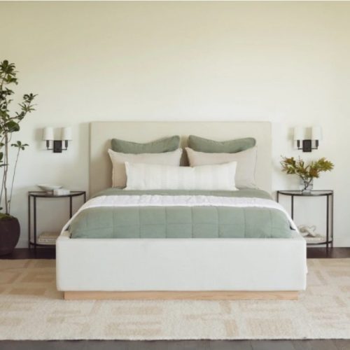 CASTILLIANO - Lavender White Jute Upholstery King size bed