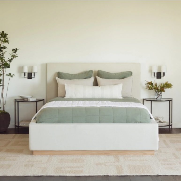 CASTILLIANO - Lavender White Jute Upholstery King size bed
