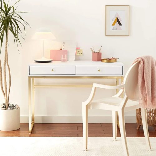 EELA - Writing Table With Metallic Base