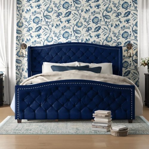 CERULEAN - Royal Blue Tufted King Size Bed