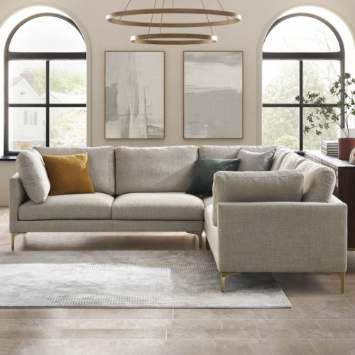 CHAISE - L Shape Sofa With Brass Legs