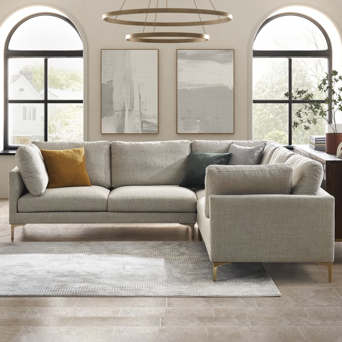 CHAISE - L Shape Sofa With Brass Legs
