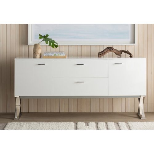 AMELLA - High Gloss Finish X-Frame Legs sideboard