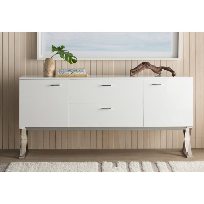 AMELLA - High Gloss Finish X-Frame Legs sideboard