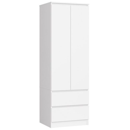 EYED  - White Double Door Wardrobe with Storage Drawers