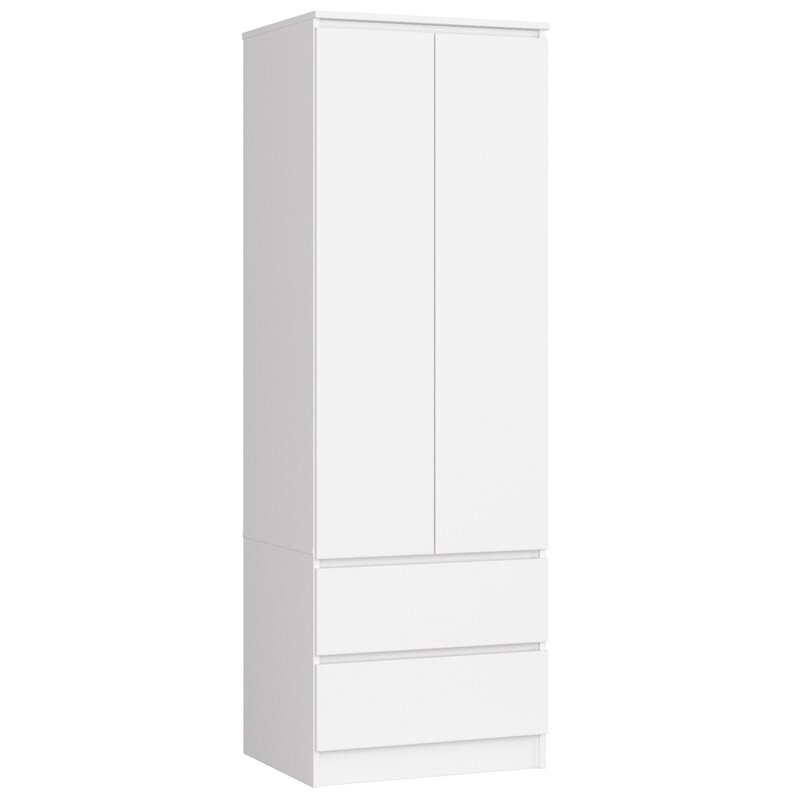 EYED  - White Double Door Wardrobe with Storage Drawers