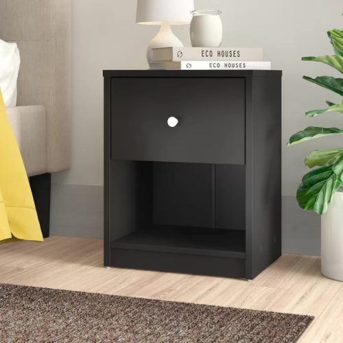 MAXIUM - Bedside Single Drawer Nightstand Black
