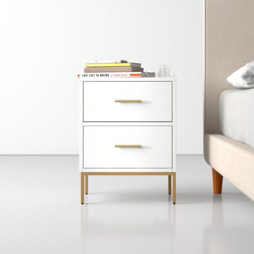 MASA - Double Drawer Metallic Base Nightstand